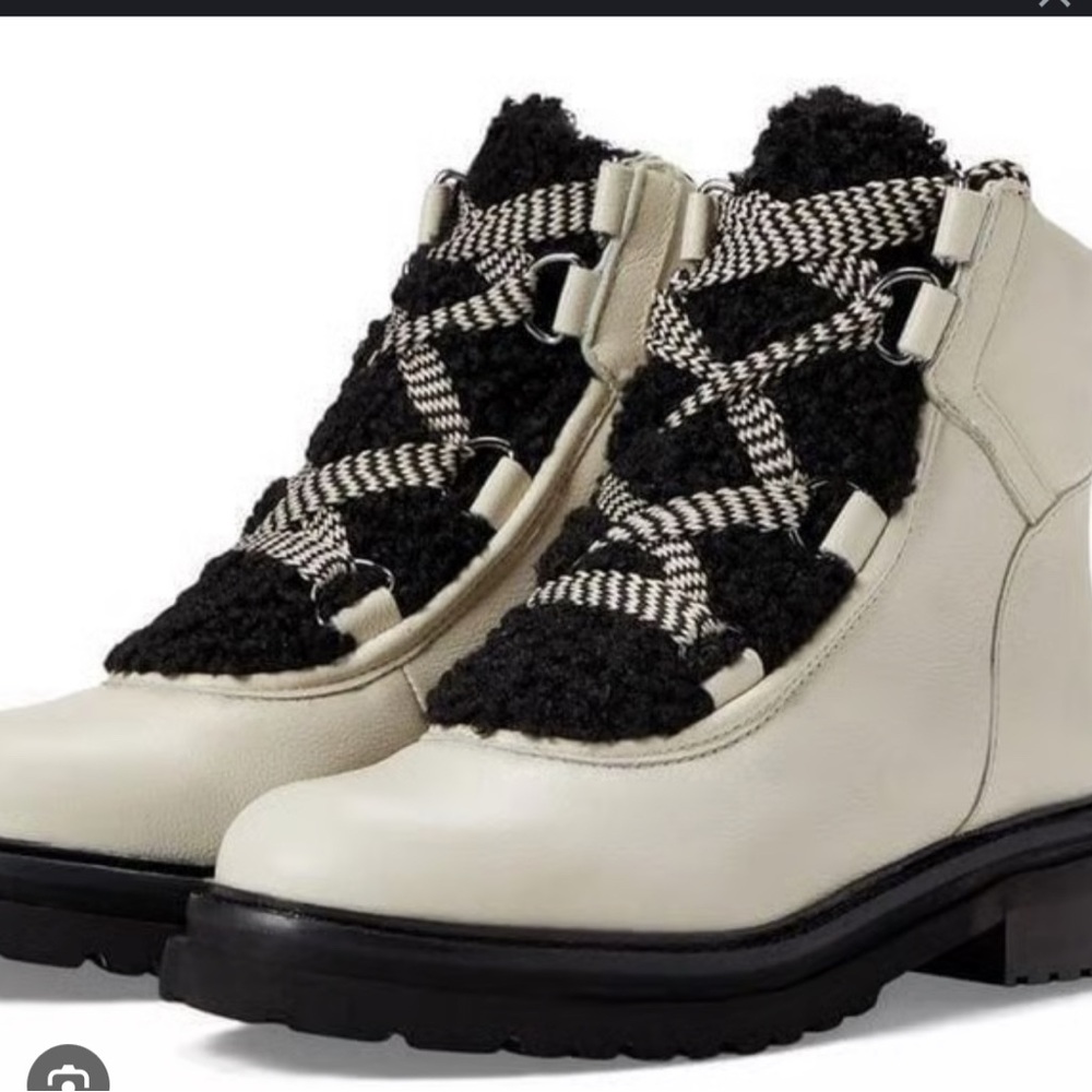 Ted Baker Mosie Shearling White and Black Hiking Boots Size 38